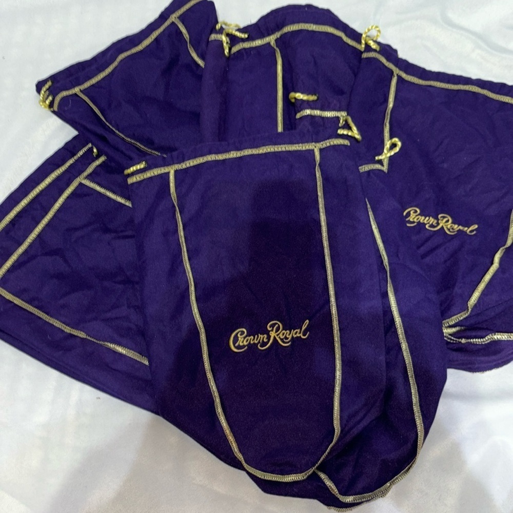 BUNDLE (10) Crown Royal Purple Drawstring Bottle Bags
